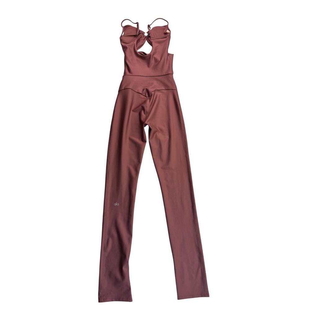 Alo Yoga Airlift A-List Onesie One Piece Jumpsuit Burgundy Truffle Size Medium M - Picture 2 of 16